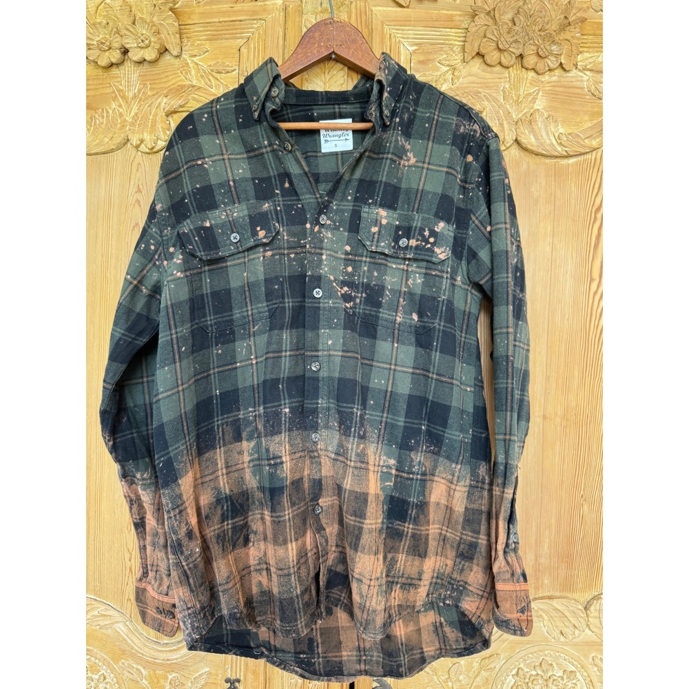 Moonshine Salvage One-of-a-Kind Bleached Flannel | Vintage Circus Horse Art / S - Picture 8 of 11